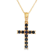Bids.com .29ct Sapphire Cross Religious Pendant 14KT Yellow Gold Pendants