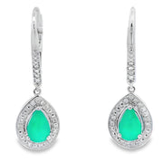 Bids.com Chalcedony Diamond Dangle Earrings 10KT White Gold Earrings