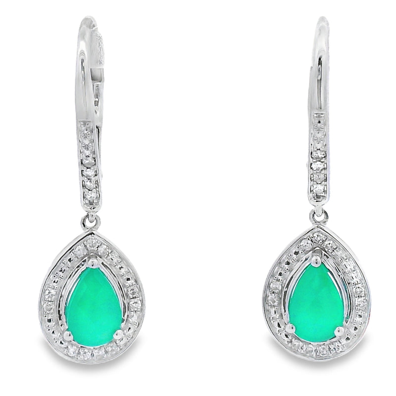 Bids.com Chalcedony Diamond Dangle Earrings 10KT White Gold Earrings