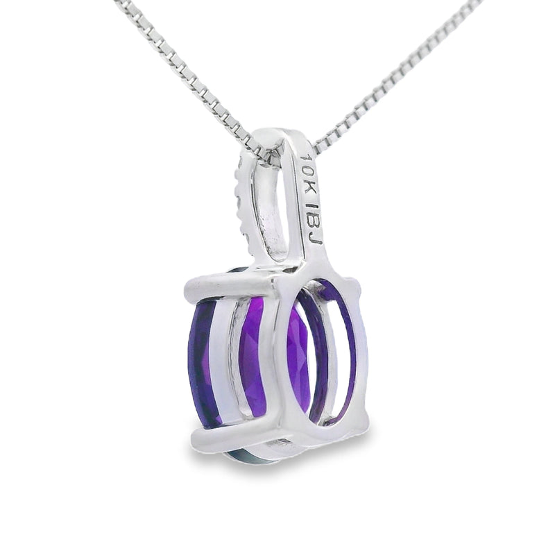 Bids.com Amethyst Diamond Fashion Pendants 10KT White Gold Pendants