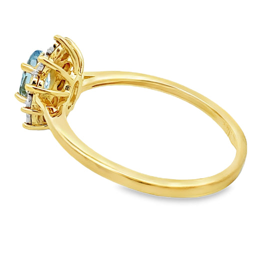 Bids.com .43ct Aquamarine Diamond Ring 10KT Yellow Gold Rings