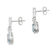 Bids.com Aquamarine Diamond Dangle Earrings 10KT White Gold Earrings