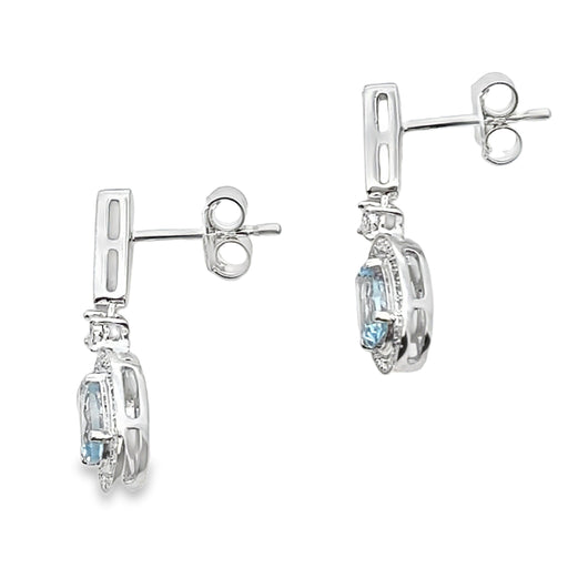 Bids.com Aquamarine Diamond Dangle Earrings 10KT White Gold Earrings White Smoke