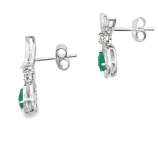 Bids.com Chalcedony Diamond Dangle Earrings 10KT White Gold Earrings