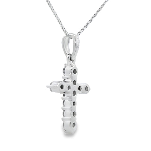 Bids.com .23ct Diamond Cross Religious Pendant 14KT White Gold Pendants