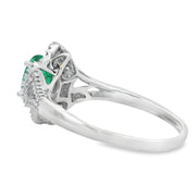 Bids.com .94ct Emerald Diamond Ring 14KT White Gold Rings