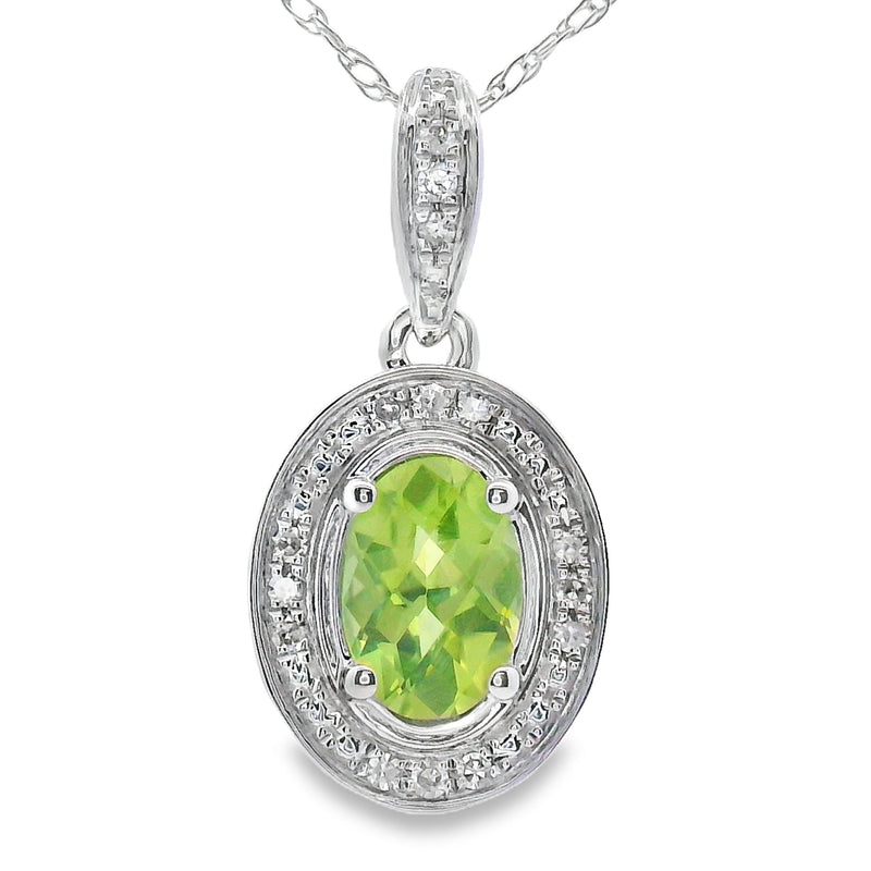 Bids.com .50ct Peridot Diamond Fashion Pendants 10KT White Gold Pendants