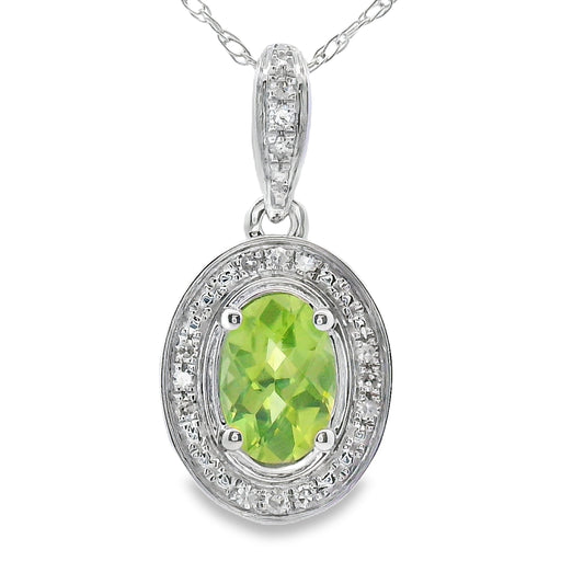 Bids.com .50ct Peridot Diamond Fashion Pendants 10KT White Gold Pendants