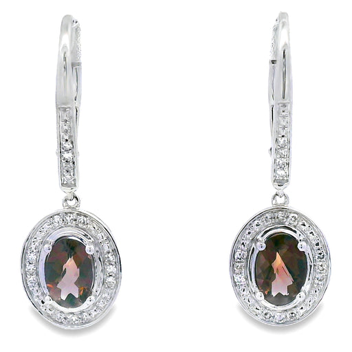 Bids.com .81ct Quartz Diamond Dangle Earrings 10KT White Gold Earrings