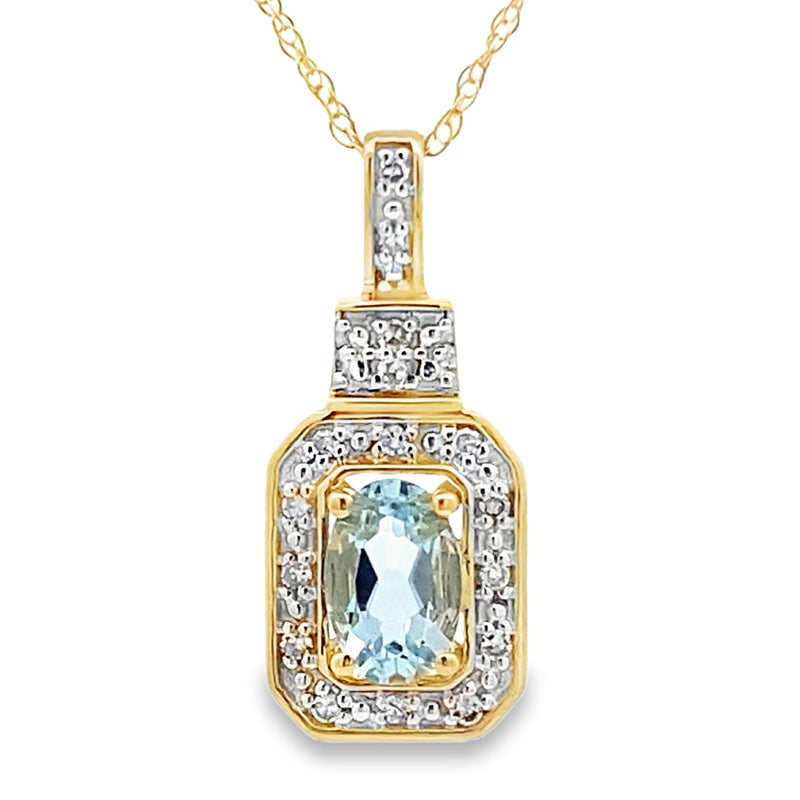 Bids.com Aquamarine Diamond Fashion Pendants 10KT Yellow Gold Pendants