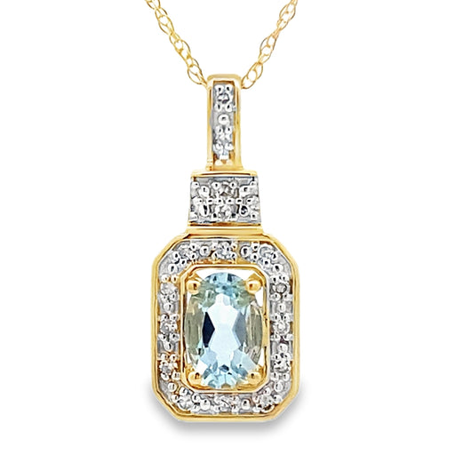 Bids.com Aquamarine Diamond Fashion Pendants 10KT Yellow Gold Pendants White Smoke 18