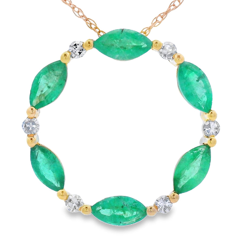 Bids.com Emerald Diamond Circle of Love Pendant 10KT Yellow Gold Pendants