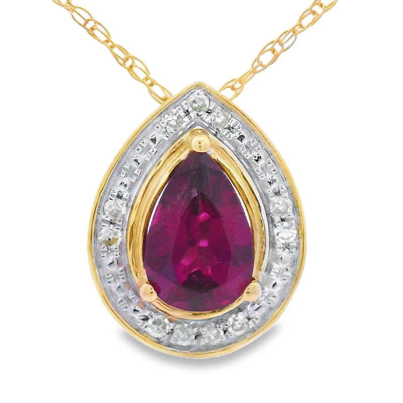 Bids.com .52ct Garnet Diamond Fashion Pendants 10KT Yellow Gold Pendants
