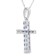 Bids.com .29ct Sapphire Cross Religious Pendant 14KT White Gold Pendants