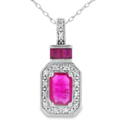 Bids.com .82ct Ruby Diamond Fashion Pendants 14KT White Gold Pendants