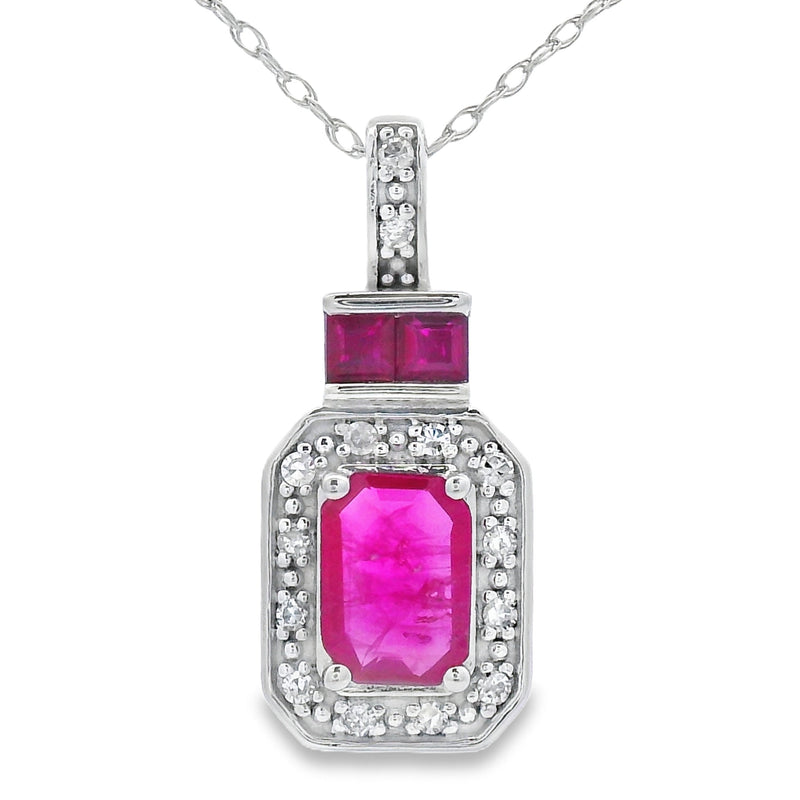 Bids.com .82ct Ruby Diamond Fashion Pendants 14KT White Gold Pendants