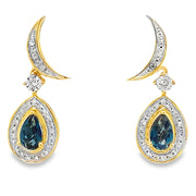 Bids.com London Blue Topaz Dangle Earrings 10KT Yellow Gold Earrings