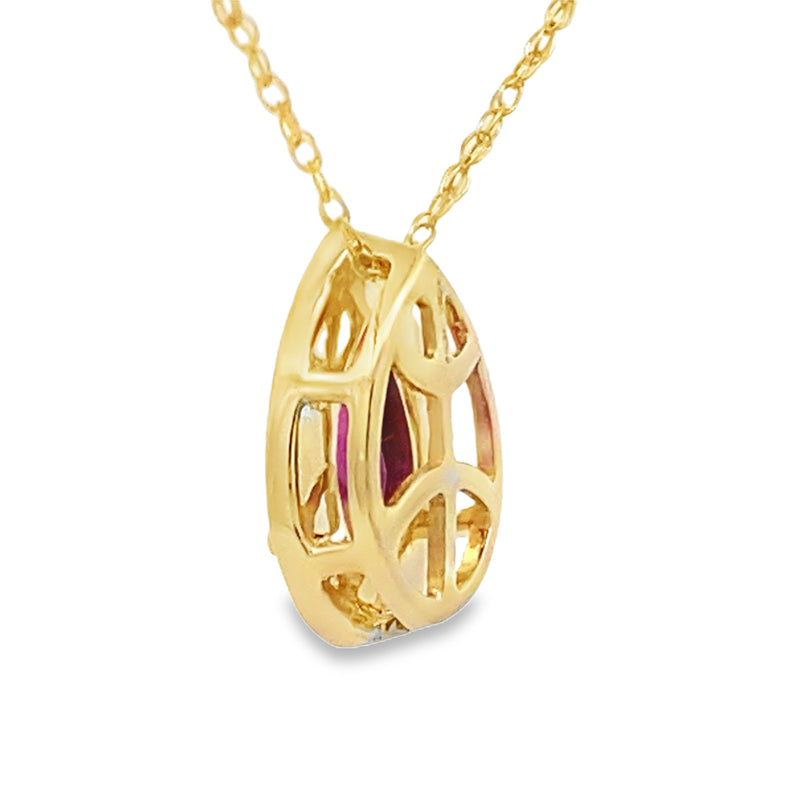 Bids.com .52ct Garnet Diamond Fashion Pendants 10KT Yellow Gold Pendants