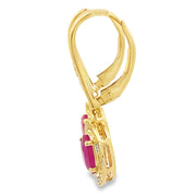 Bids.com 1.28ct Ruby Diamond Dangle Earrings 10KT Yellow Gold Earrings