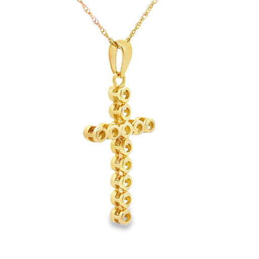 Bids.com .12ct Diamond Cross Religious Pendant 14KT Yellow Gold Pendants