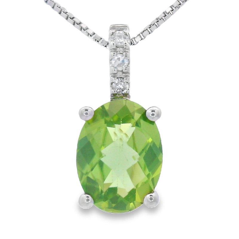 Bids.com 1.34ct Peridot Diamond Fashion Pendants 10KT White Gold Pendants