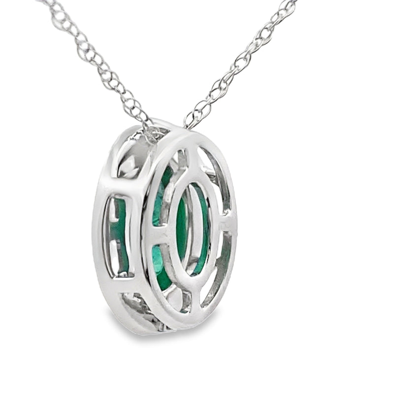 Bids.com .46ct Emerald Diamond Fashion Pendants 10KT White Gold Pendants