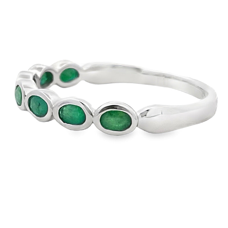 Bids.com .74ct Emerald Fashion band rings 14KT White Gold Rings