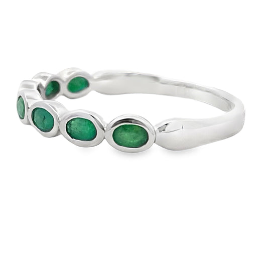 Bids.com .74ct Emerald Fashion band rings 14KT White Gold Rings