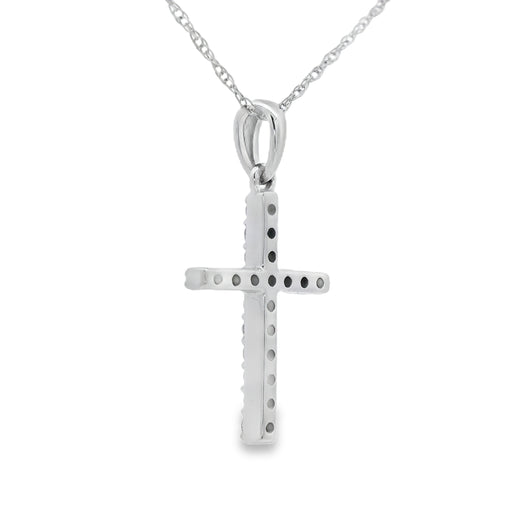 Bids.com .13ct Diamond Cross Religious Pendant 14KT White Gold Pendants