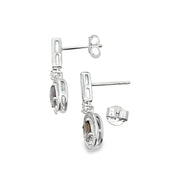 Bids.com .88ct Quartz Diamond Dangle Earrings 10KT White Gold Earrings