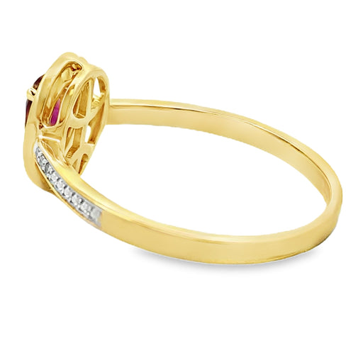 Bids.com .56ct Garnet Diamond Ring 10KT Yellow Gold Rings