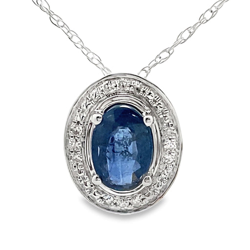 Bids.com .59ct Sapphire Diamond Fashion Pendants 10KT White Gold Pendants