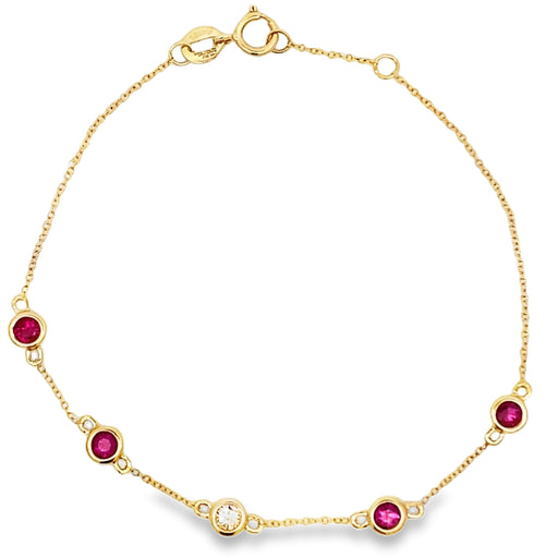 Bids.com .66ct Ruby Diamond Bracelet 14KT Yellow Gold Bracelets