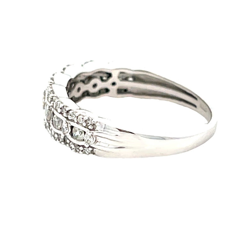Bids.com .50ct Diamond Wedding Band Ring 14KT White Gold Rings