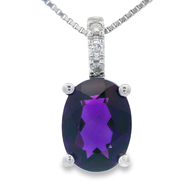 Bids.com Amethyst Diamond Fashion Pendants 10KT White Gold Pendants