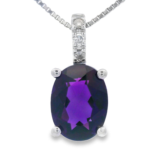 Bids.com Amethyst Diamond Fashion Pendants 10KT White Gold Pendants White Smoke 18