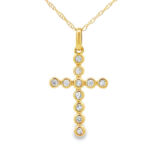 Bids.com .09ct Diamond Cross Religious Pendant 14KT Yellow Gold Pendants