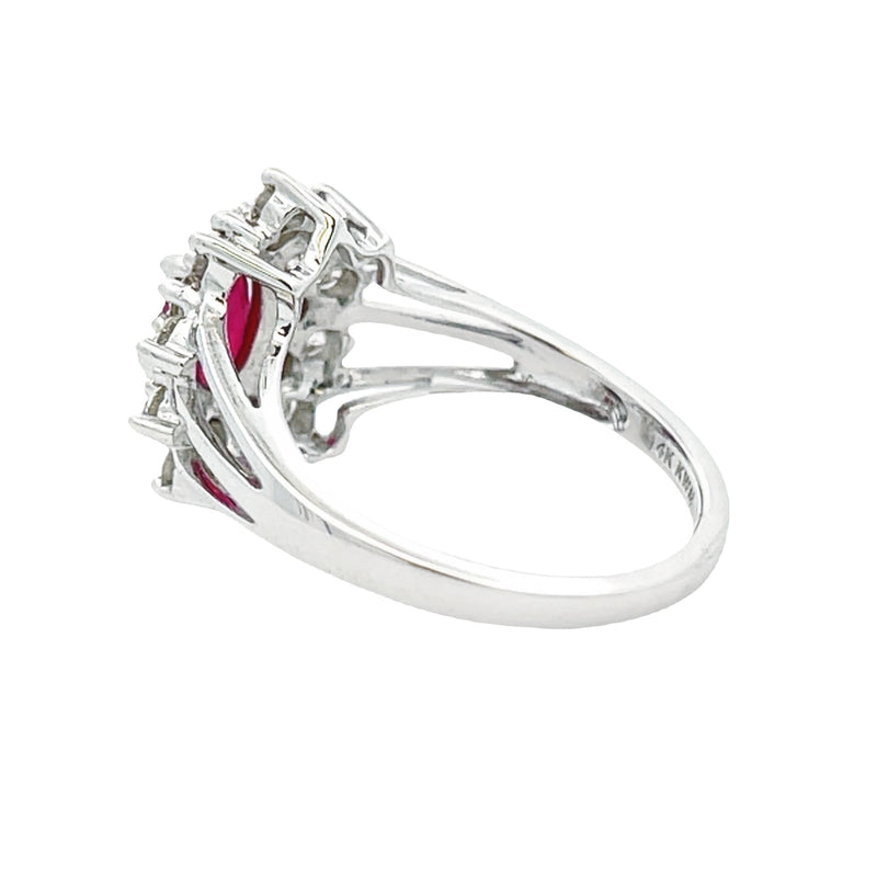 Bids.com 1.65ct Ruby Diamond Ring 14KT White Gold Rings