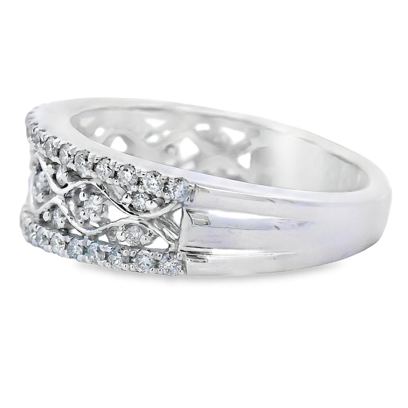 Bids.com .50ct Diamond Fashion band rings 10KT White Gold Rings