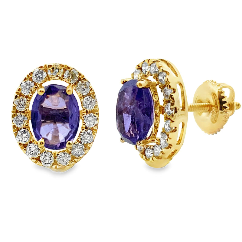 Bids.com 1.54ct Tanzanite Diamond Earrings 14KT Yellow Gold Earrings