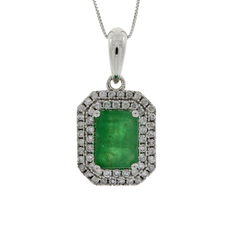 Bids.com 1.08ct Emerald Diamond Fashion Pendants 14KT White Gold Pendants