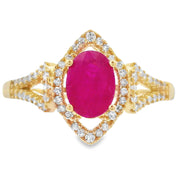 Bids.com 1.26ct Ruby Diamond Ring 14KT Yellow Gold Rings