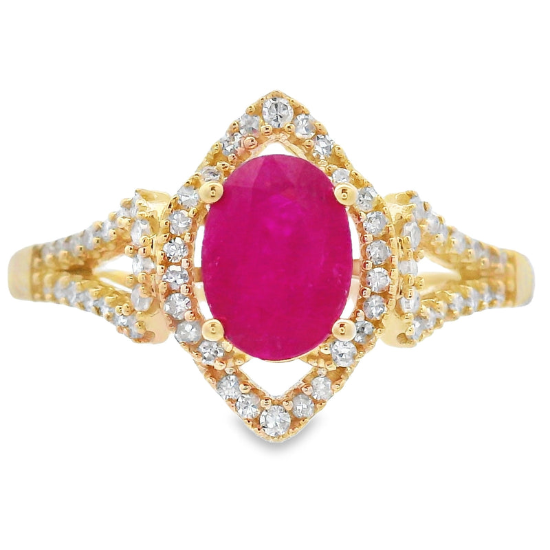 Bids.com 1.26ct Ruby Diamond Ring 14KT Yellow Gold Rings