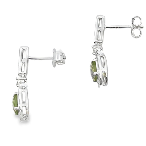 Bids.com 1.23ct Peridot Diamond Dangle Earrings 10KT White Gold Earrings