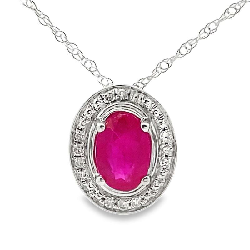 Bids.com .63ct Ruby Diamond Fashion Pendants 10KT White Gold Pendants