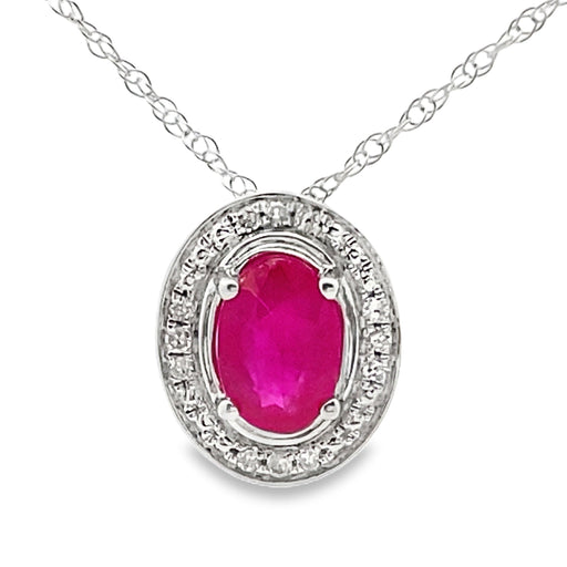 Bids.com .63ct Ruby Diamond Fashion Pendants 10KT White Gold Pendants