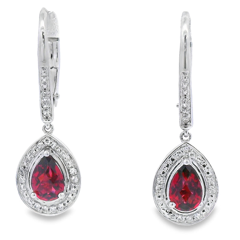 Bids.com 1.05ct Garnet Diamond Dangle Earrings 10KT White Gold Earrings