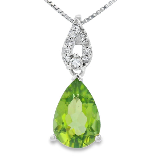 Bids.com 1.30ct Peridot Diamond Fashion Pendants 10KT White Gold Pendants