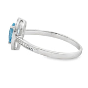 Bids.com .54ct Blue Topaz Diamond Ring 10KT White Gold Rings