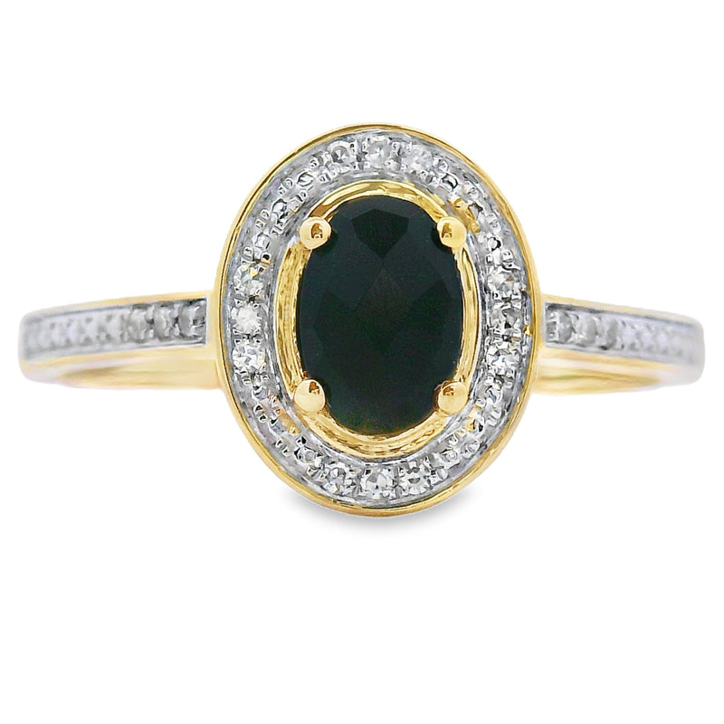 Bids.com .55ct Onyx Diamond Ring 10KT Yellow Gold Rings